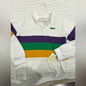 Mardi Gras Rugby shirt, size 10-12. Never worn.